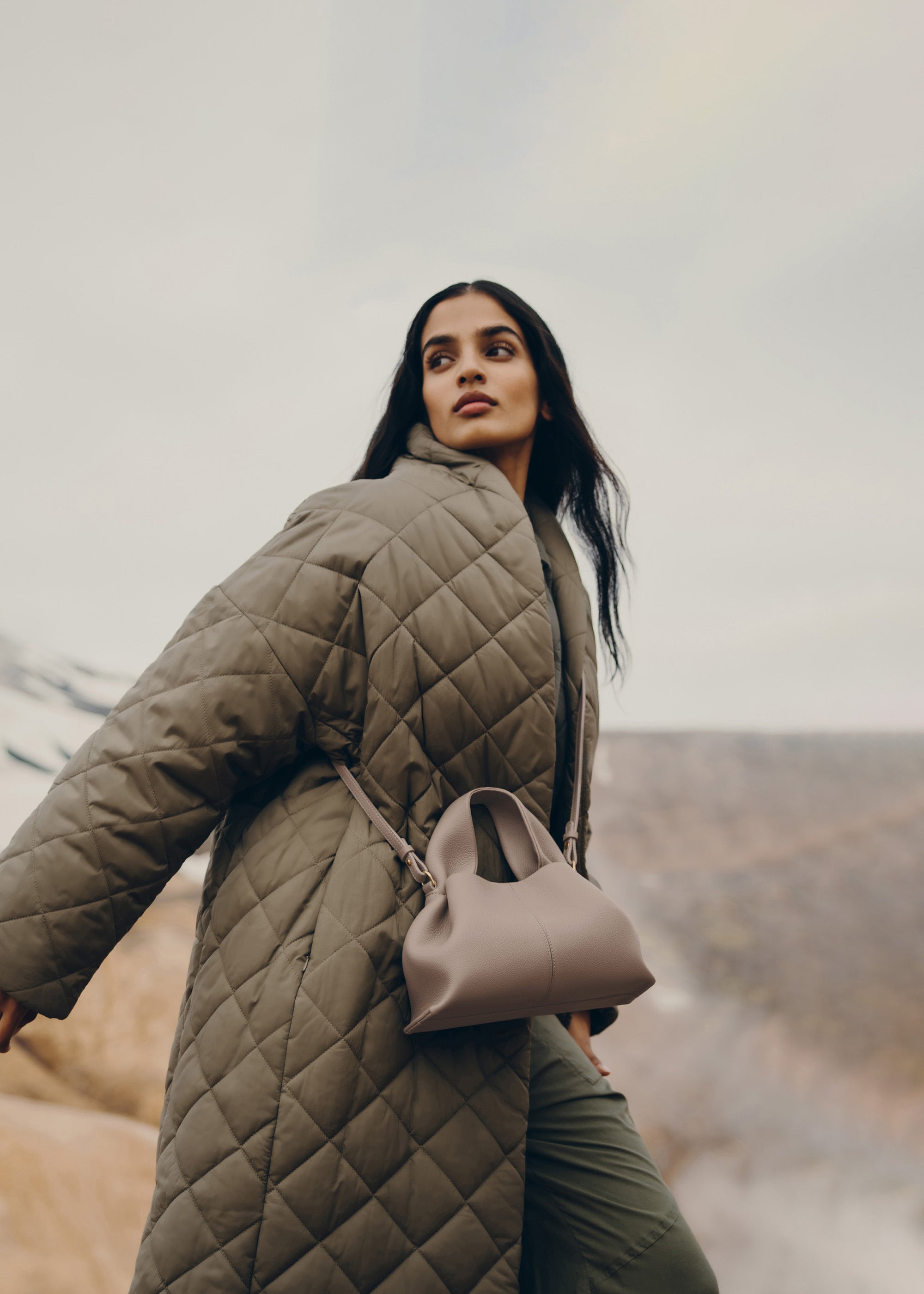 Polene Numero Neuf Mini Textured Taupe