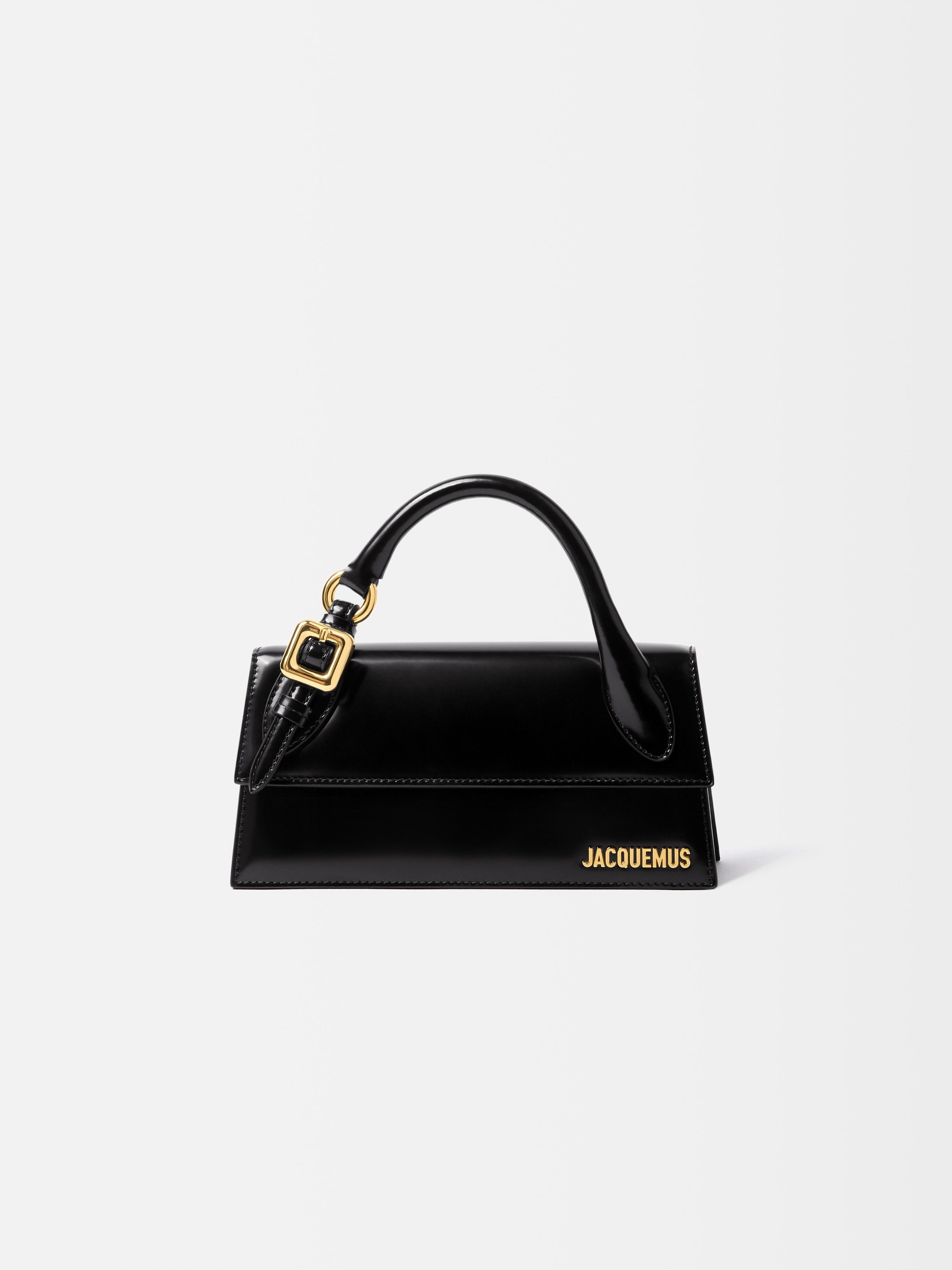 Jacquemus The Long Chiquito With Buckle Long Structured Bag In Smooth Leather - Reinforced Handle With Metal Buckle Black
