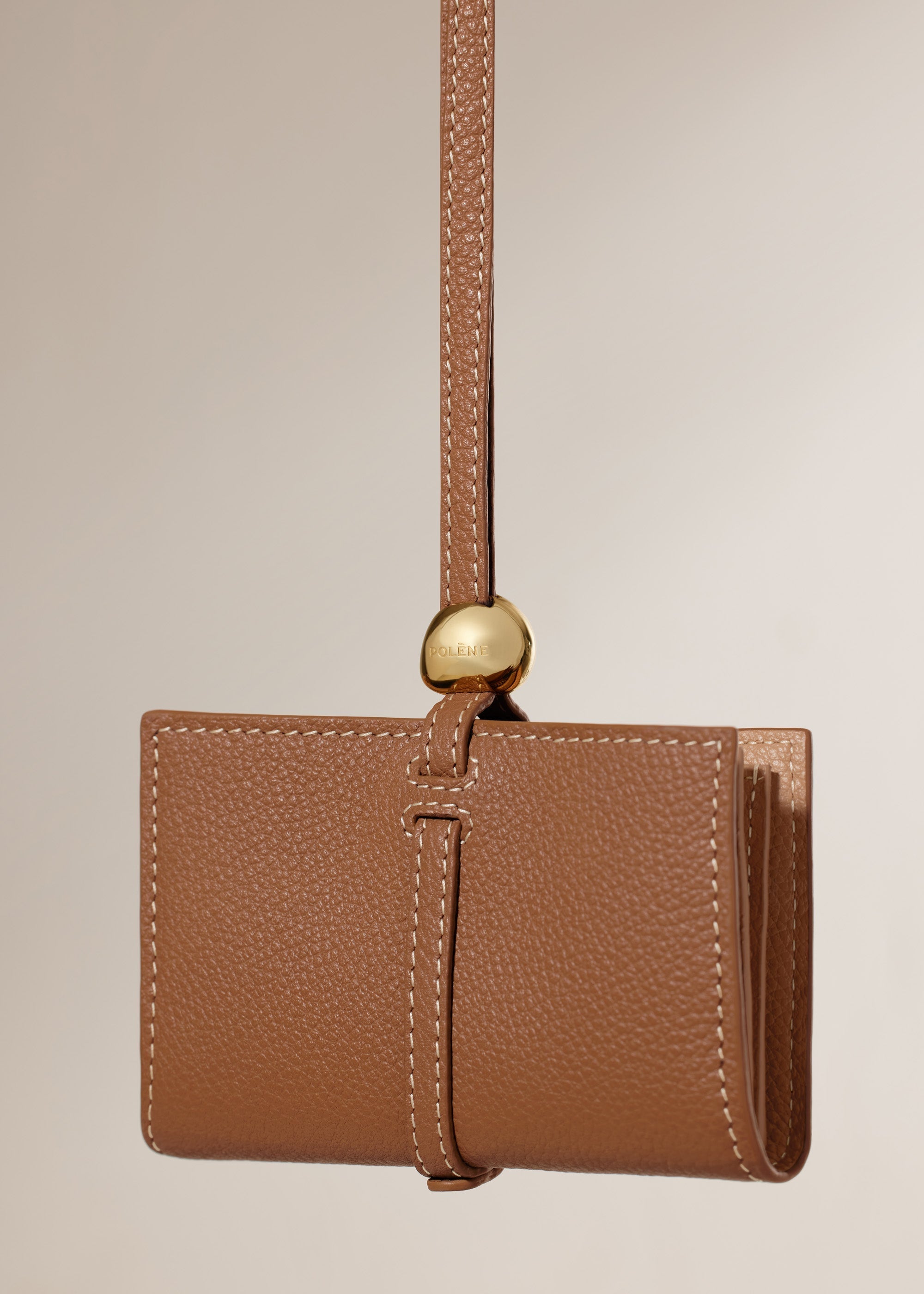 Polene Kaye Card Holder Textured Duo Camel