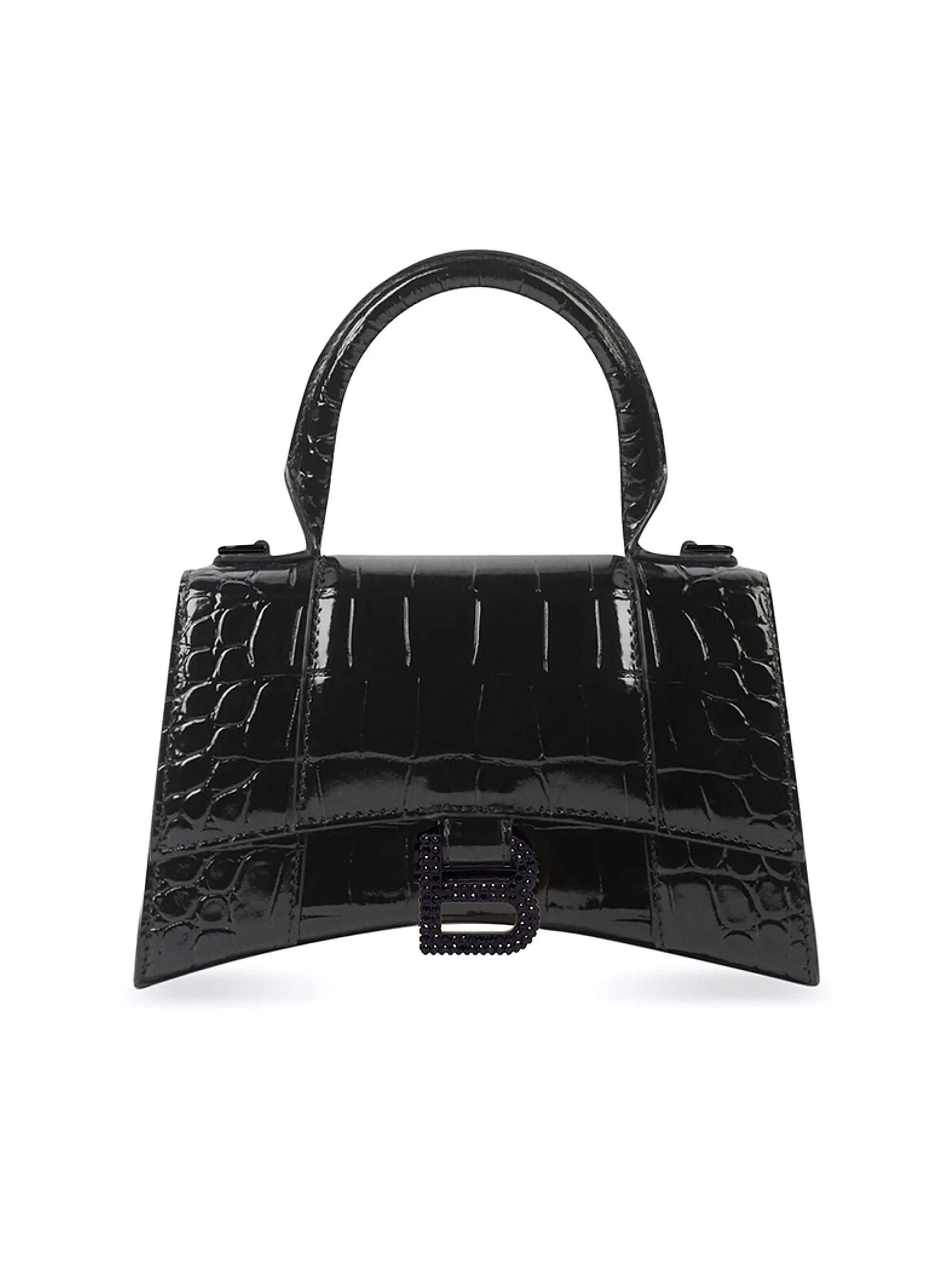 Balenciaga Hourglass XS Handbag Crocodile Embossed With Rhinestones