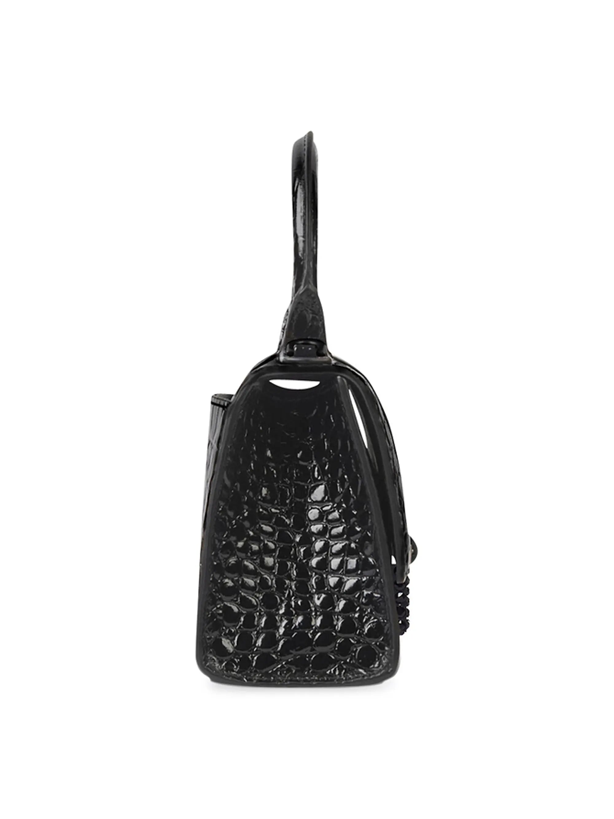 Balenciaga Hourglass XS Handbag Crocodile Embossed With Rhinestones