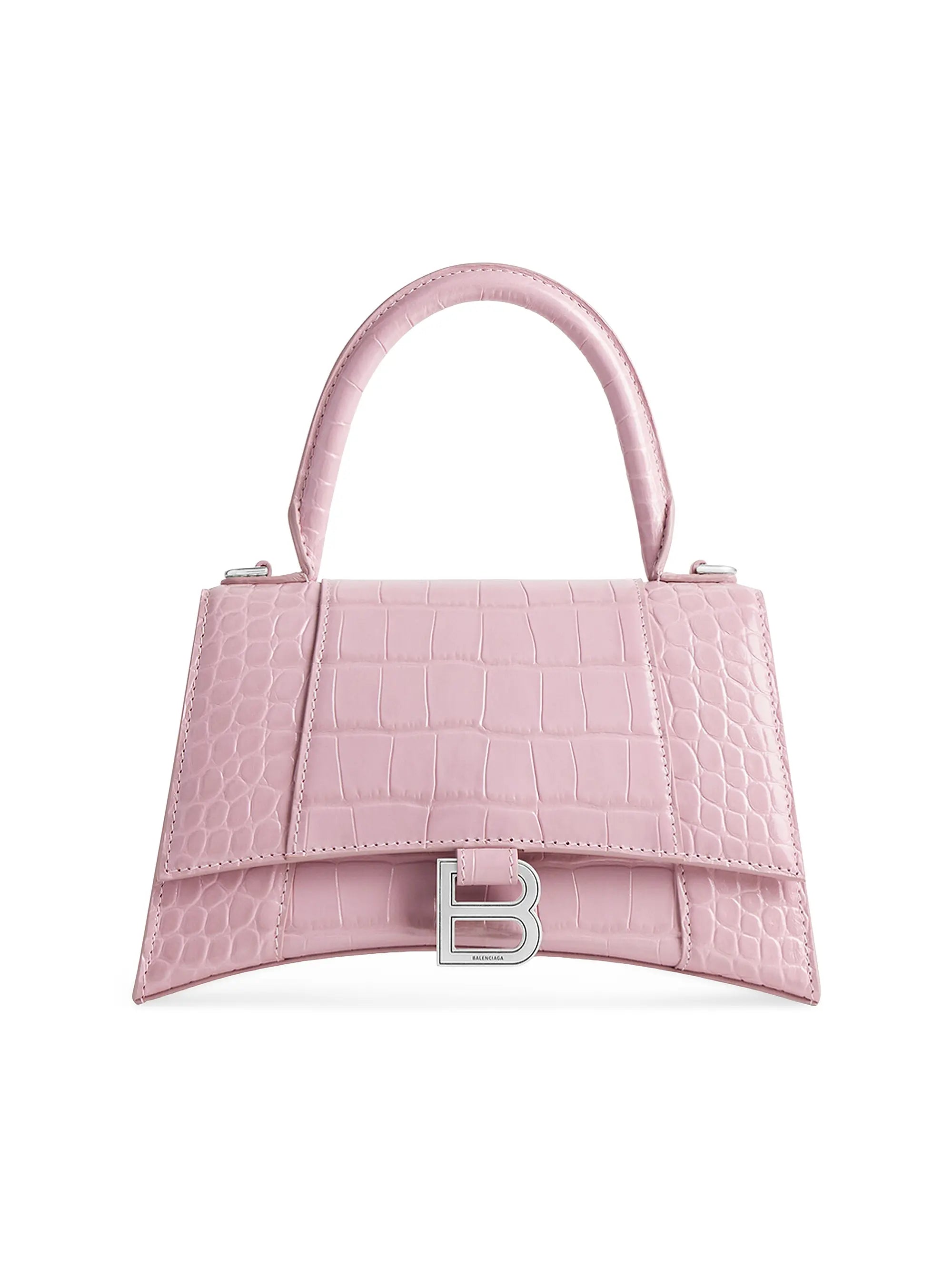Balenciaga Hourglass Small Handbag Crocodile Embossed