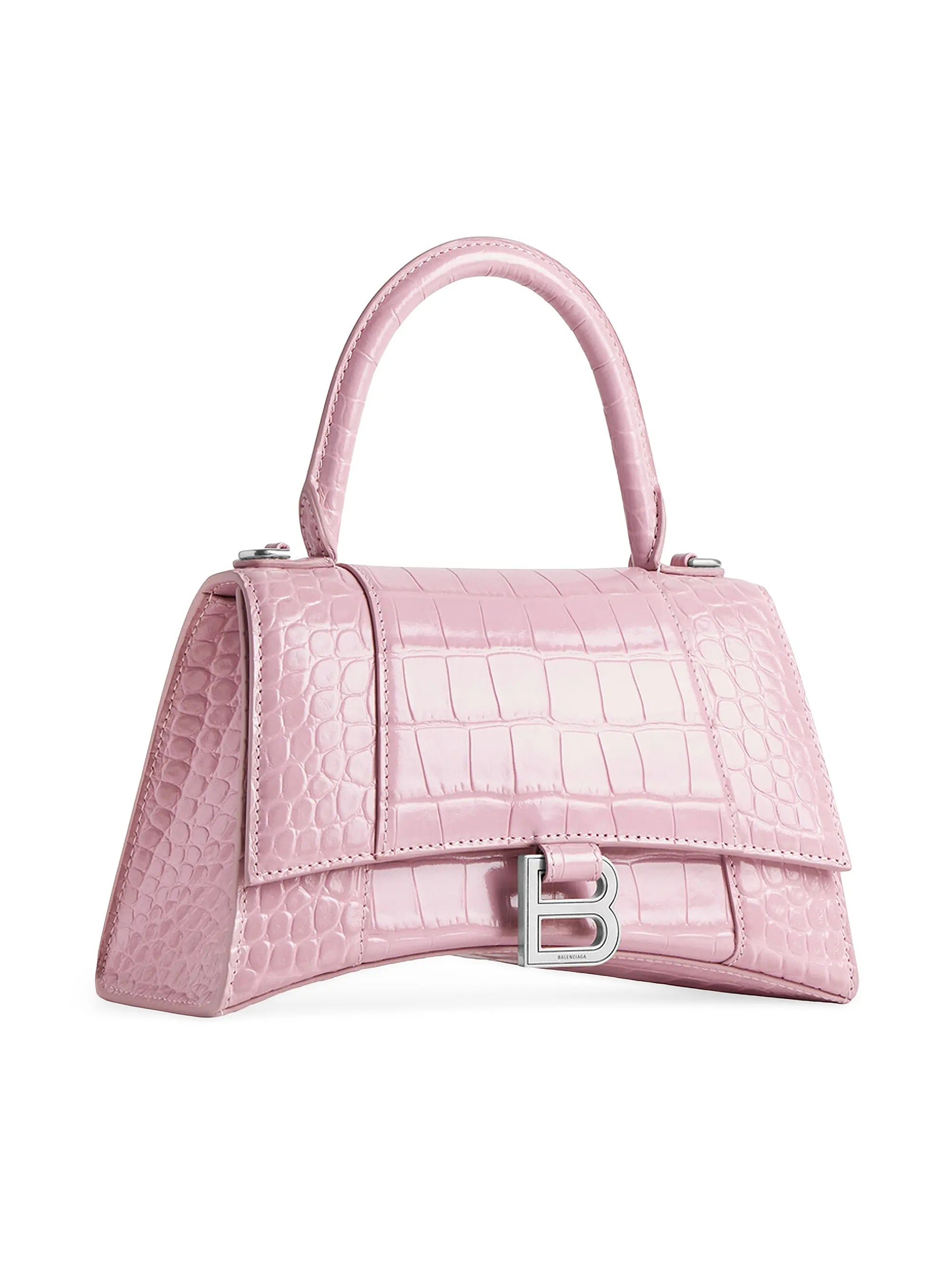 Balenciaga Hourglass Small Handbag Crocodile Embossed