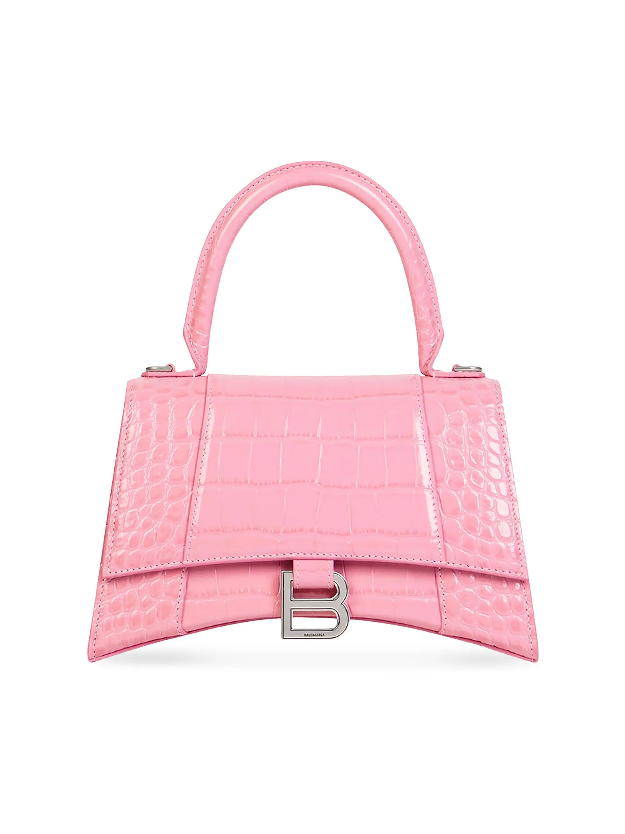 Balenciaga Hourglass Small Handbag Crocodile Embossed