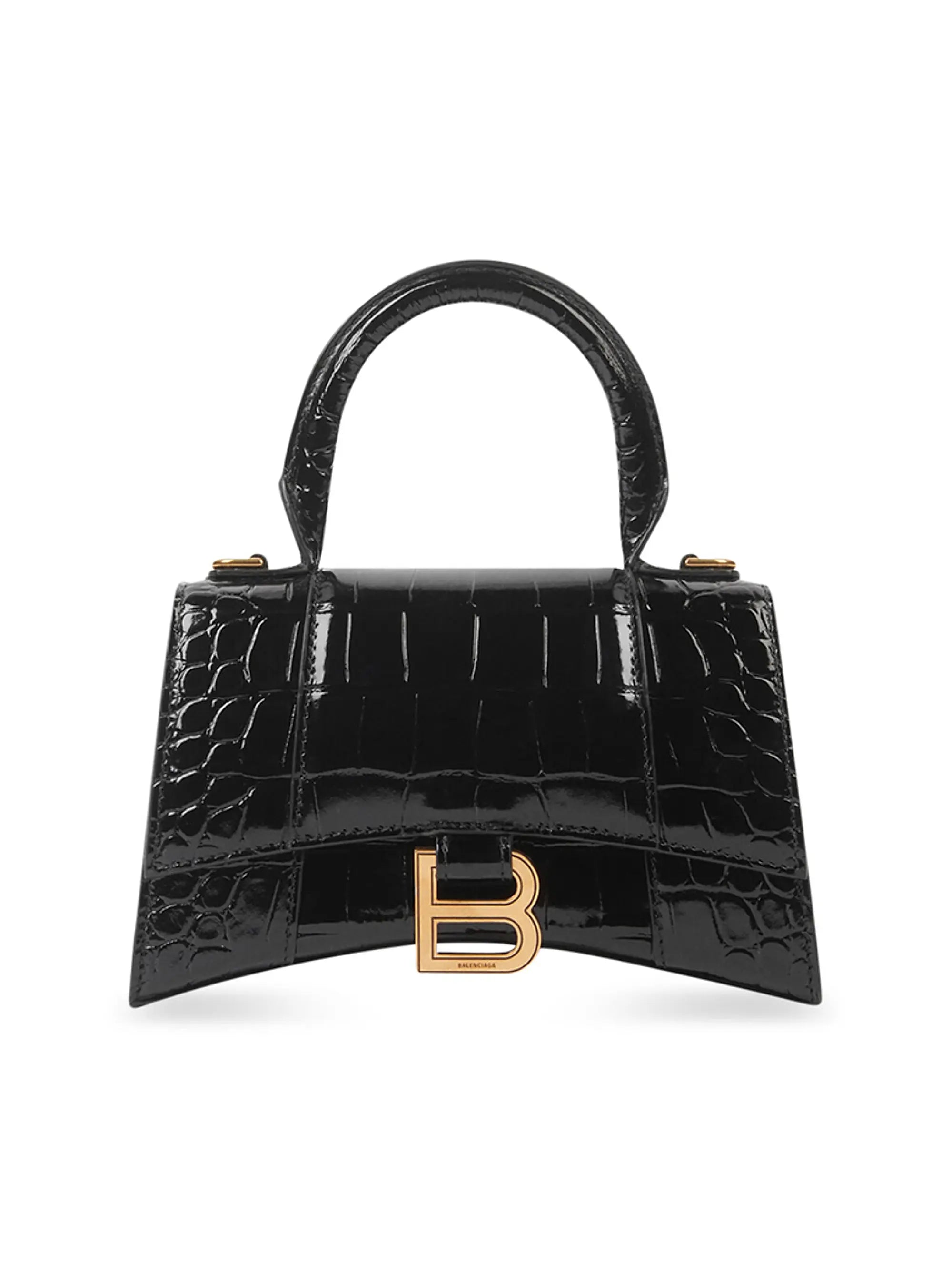 Balenciaga Hourglass XS Handbag Crocodile Embossed