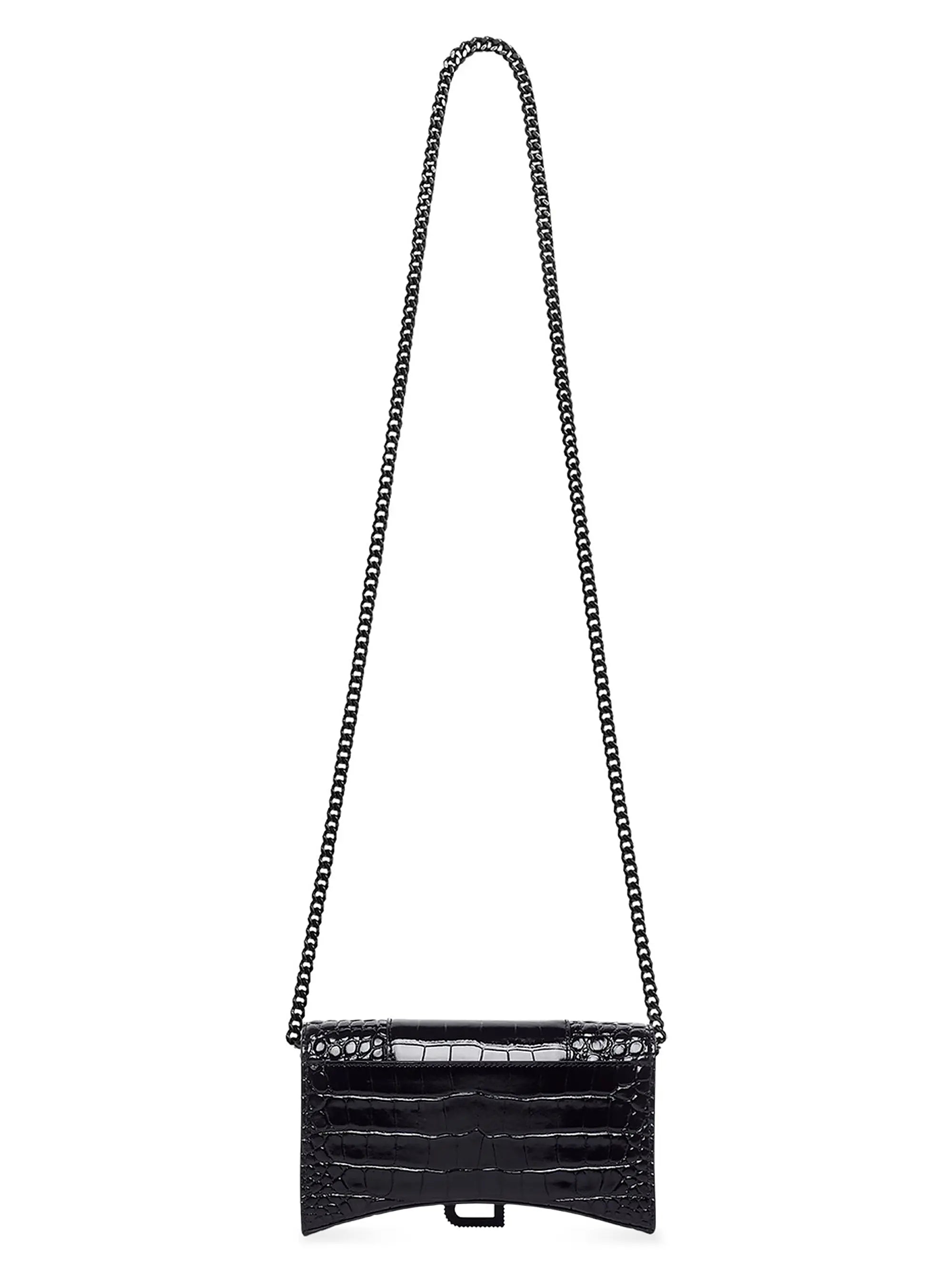 Balenciaga Hourglass Wallet With Chain Crocodile Embossed With Rhinestones