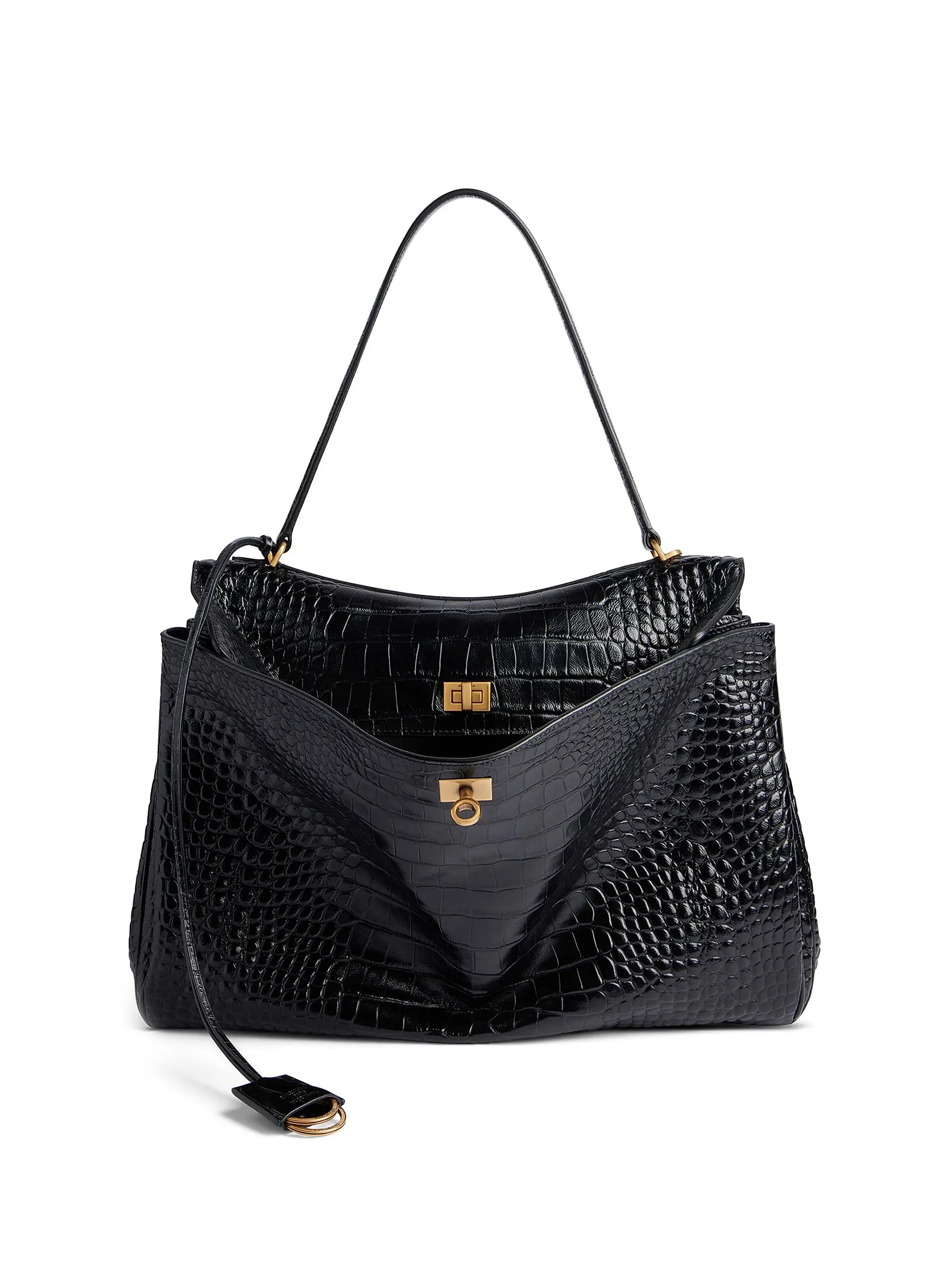 Balenciaga Rodeo Large Handbag Crocodile Embossed