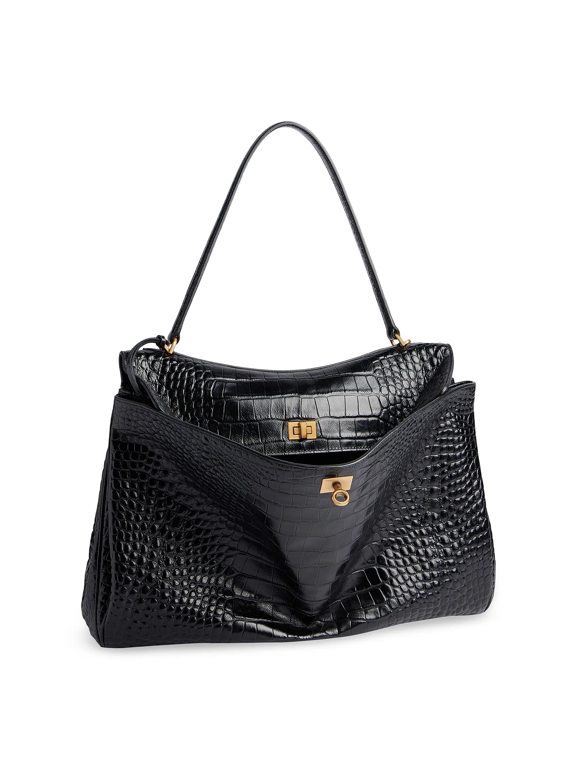 Balenciaga Rodeo Large Handbag Crocodile Embossed
