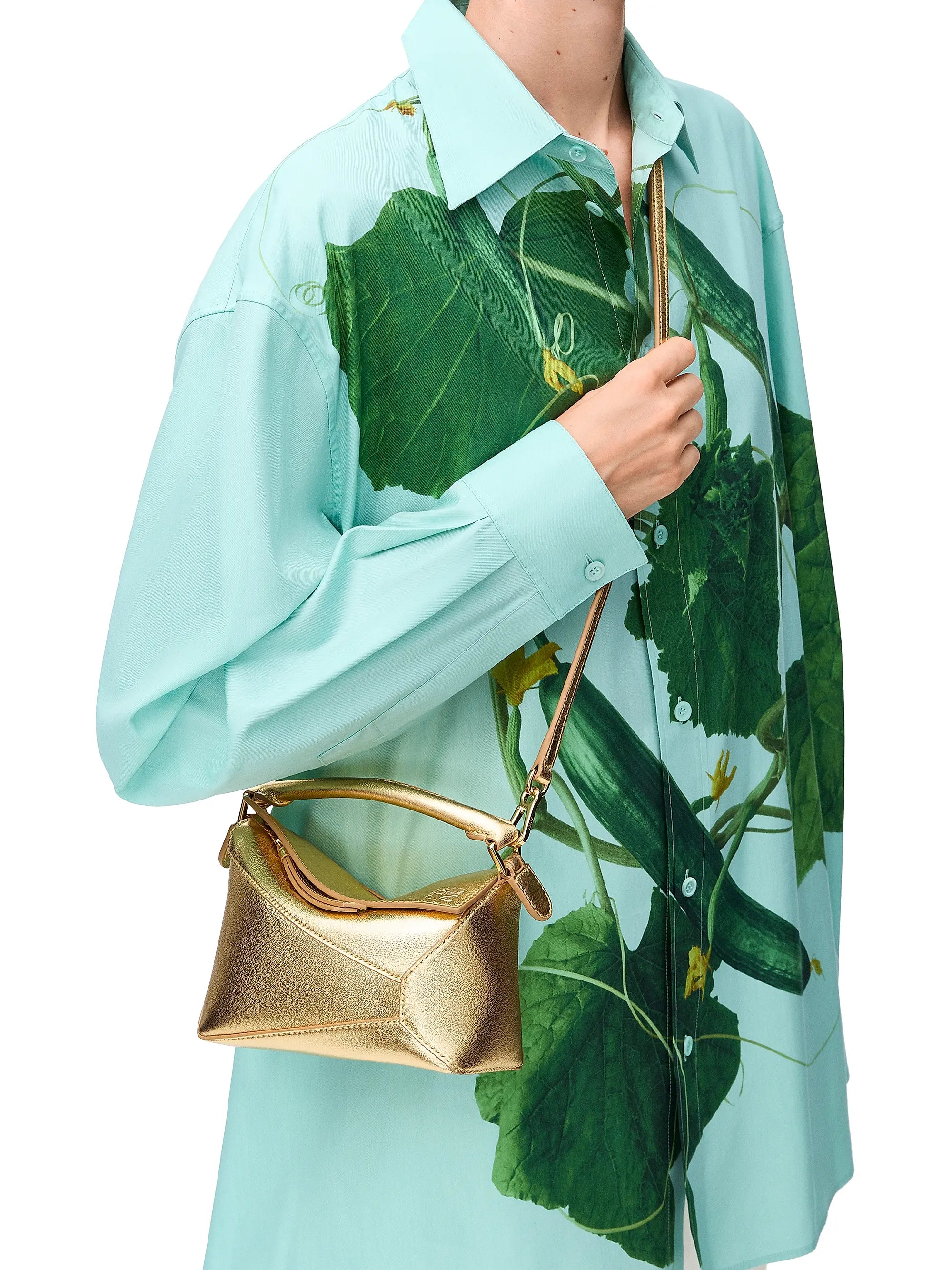 LOEWE Mini Puzzle Edge Metallic Leather Bag