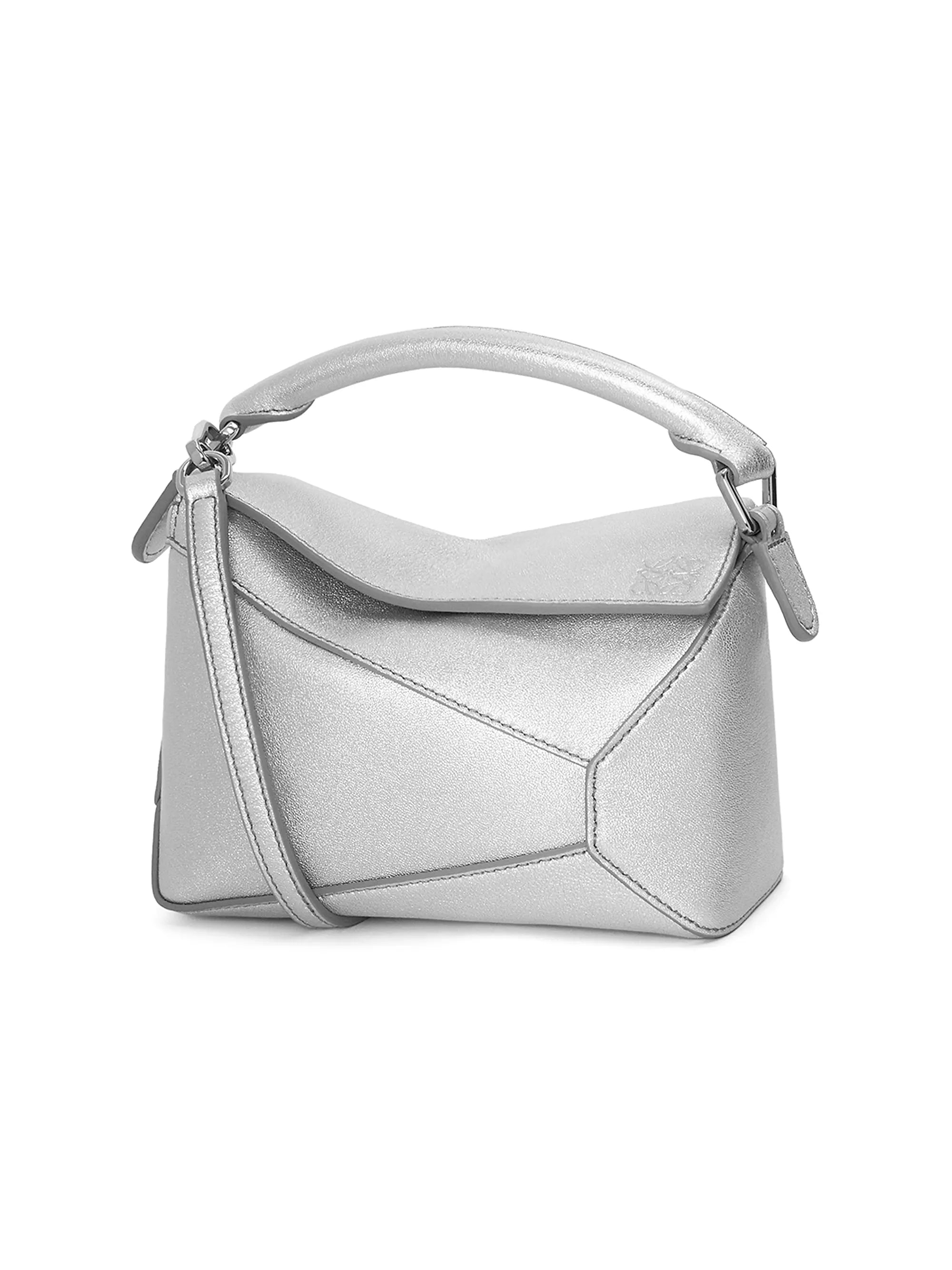 LOEWE Mini Puzzle Edge Metallic Leather Bag