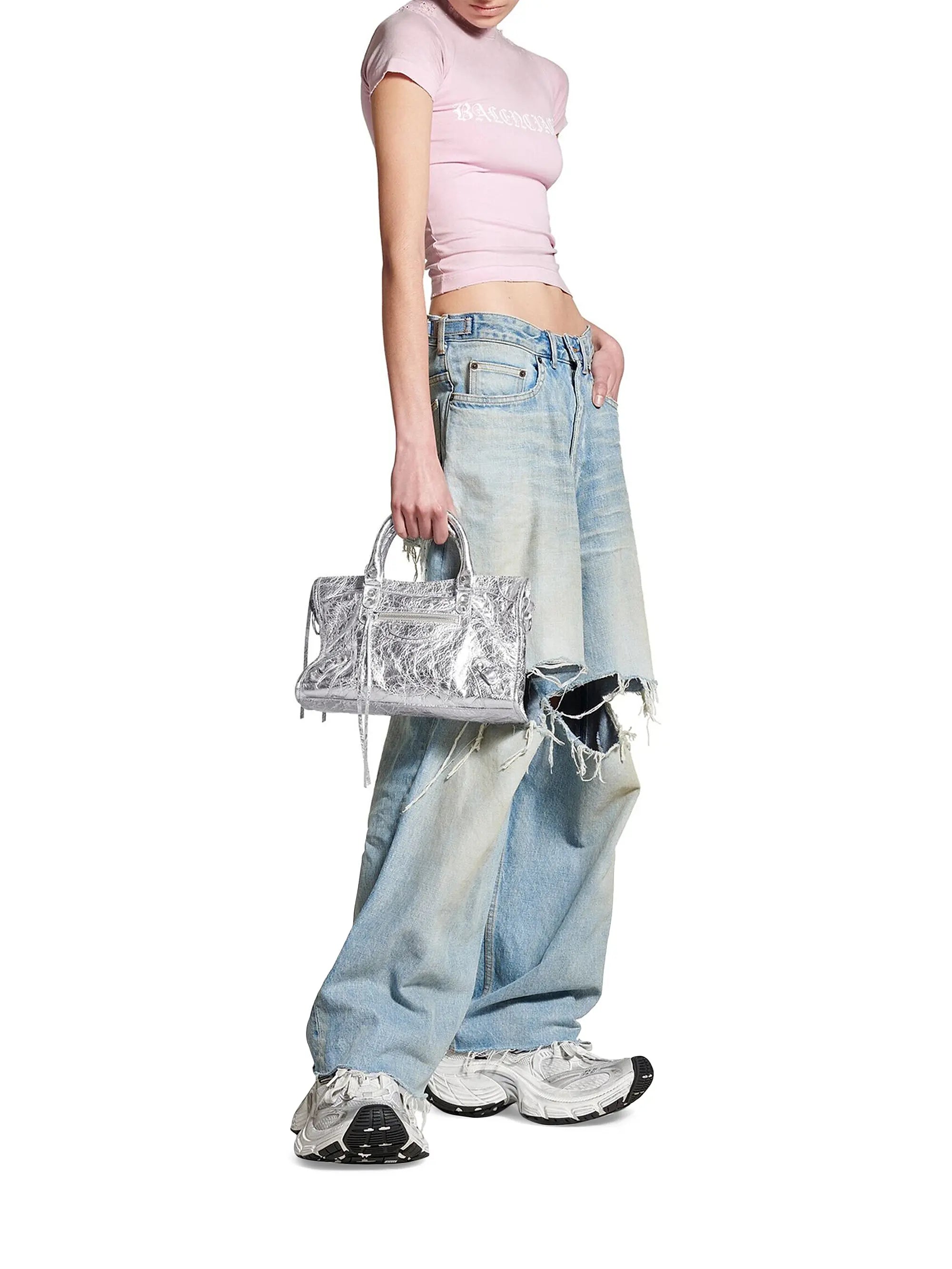 Balenciaga Le City Small Top Handle Metallized Bag