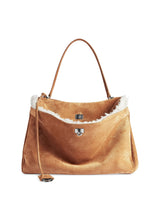 Balenciaga Rodeo Large Suede and Wool Handbag