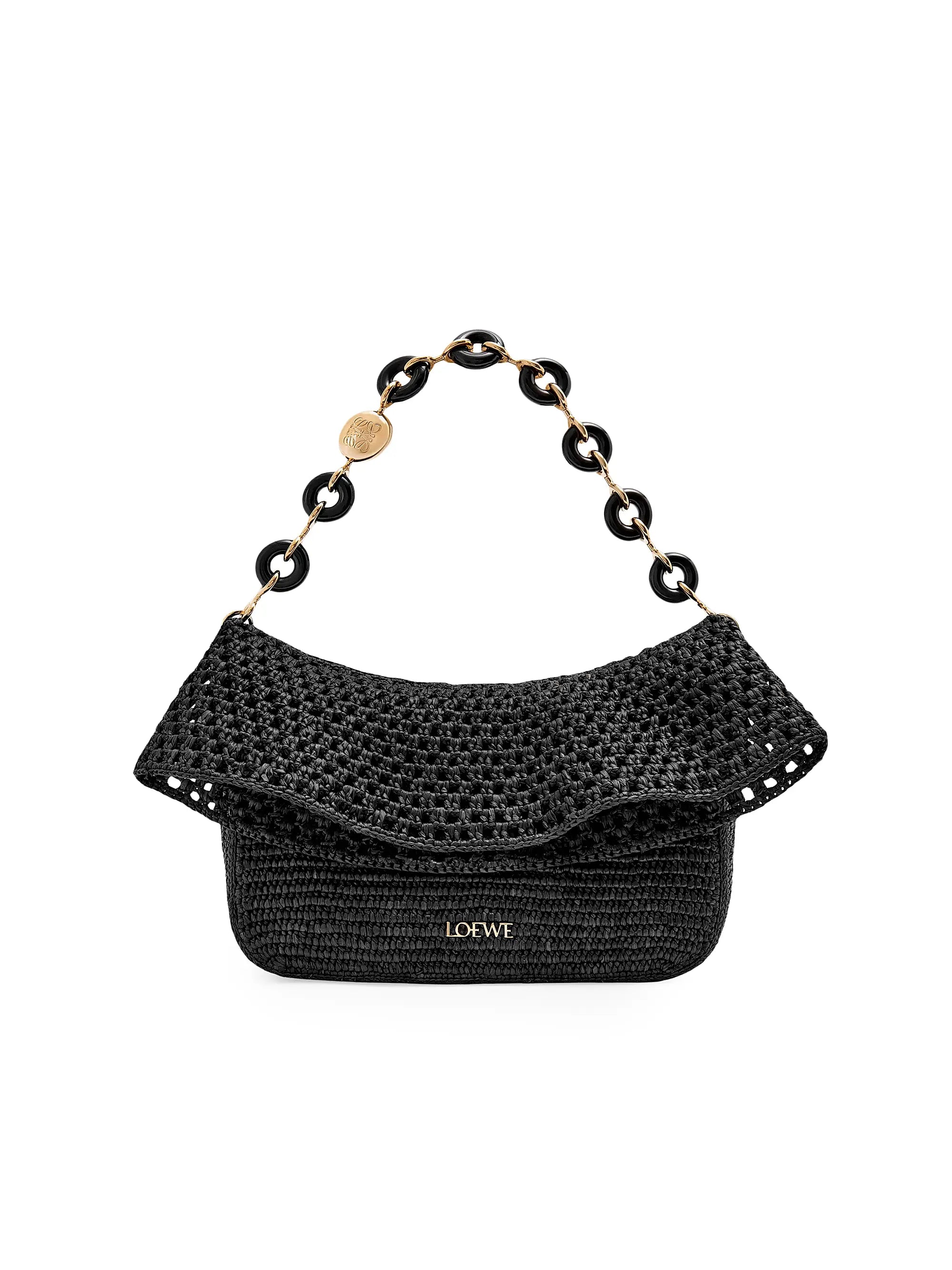 LOEWE LOEWE x Paula's Ibiza Small Ola Raffia & Leather Shoulder Bag