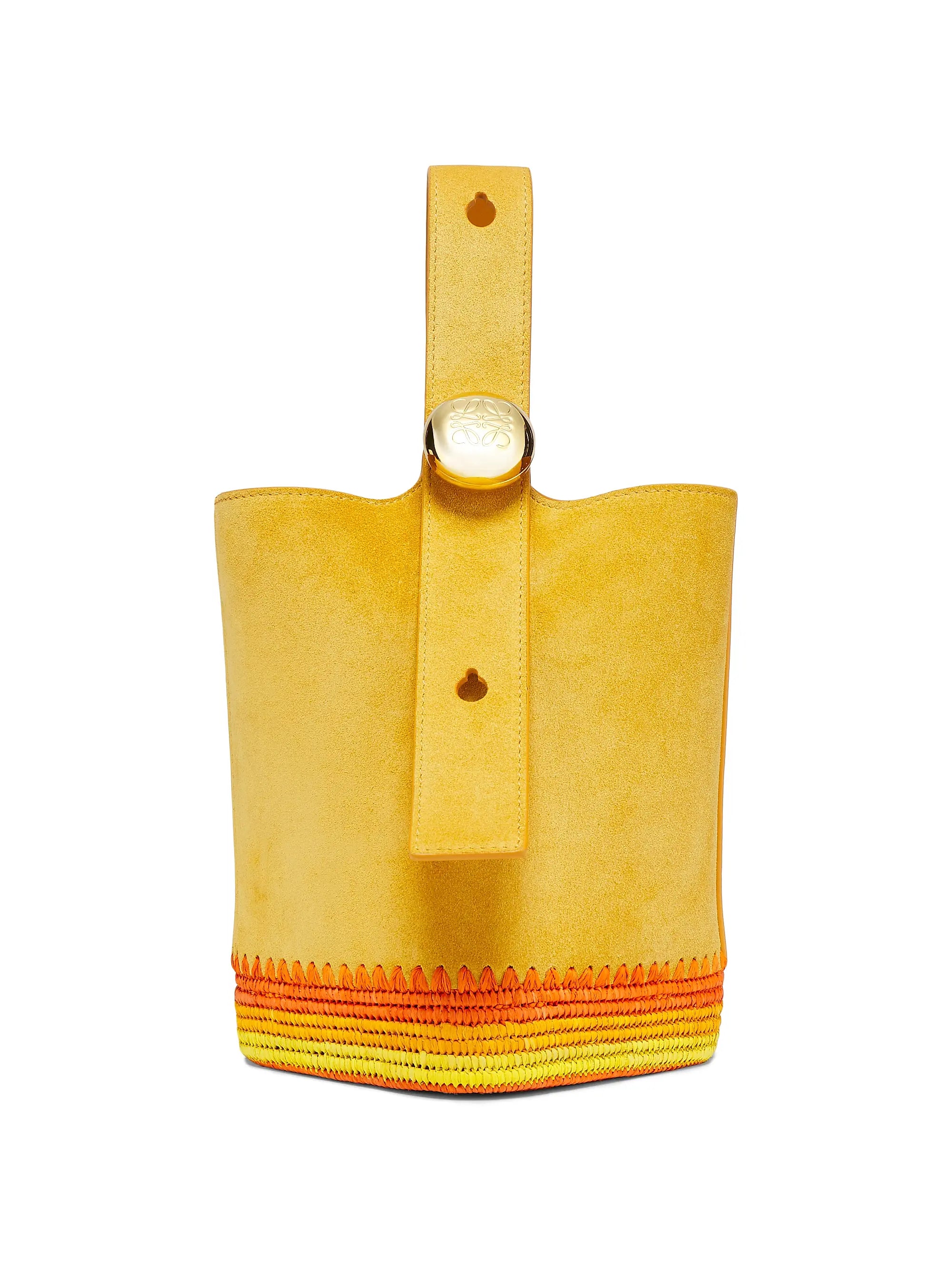 LOEWE LOEWE x Paula's Ibiza Mini Pebble Suede & Raffia Bucket Bag