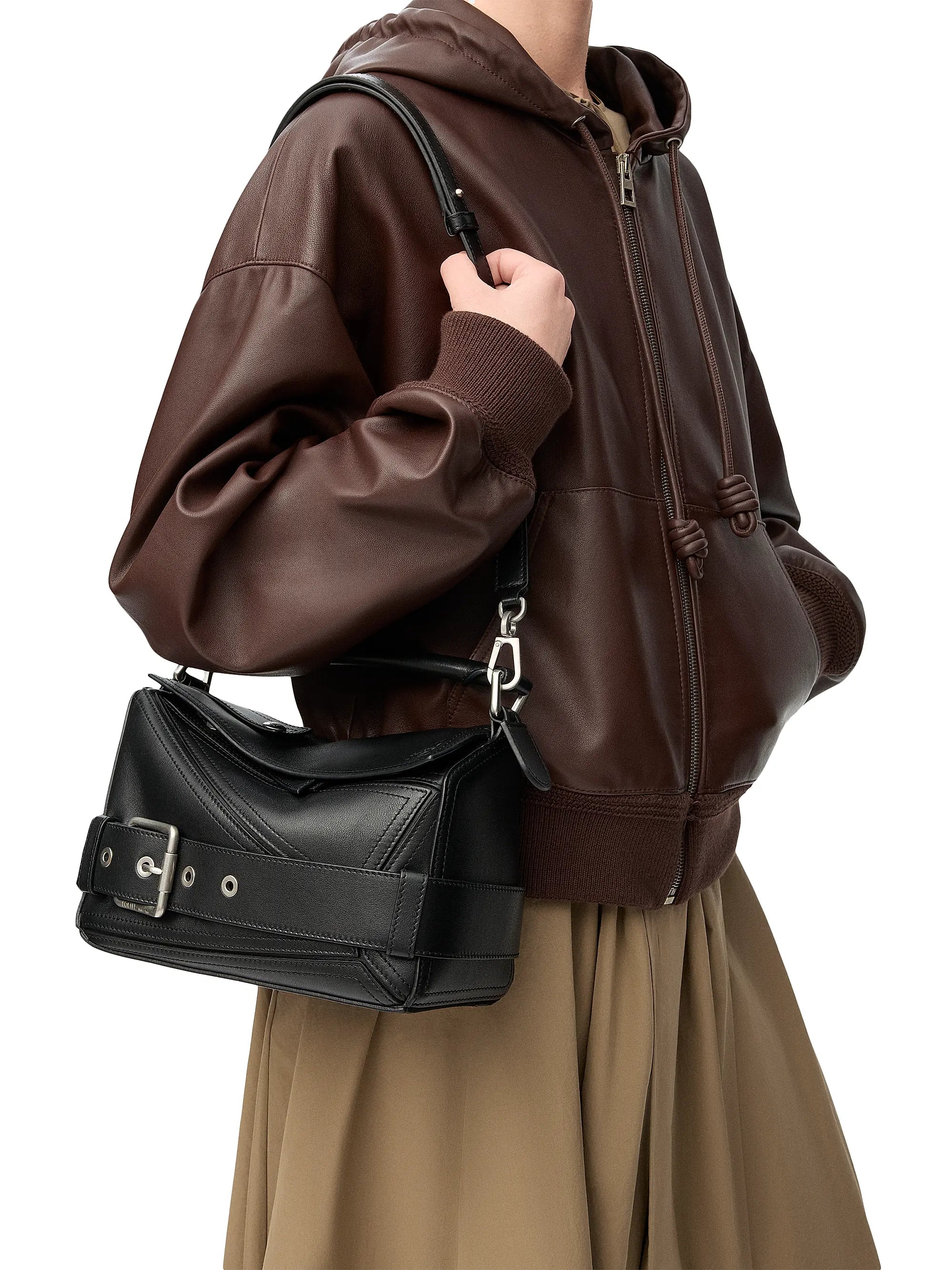 LOEWE Puzzle Biker Leather Top Handle Bag