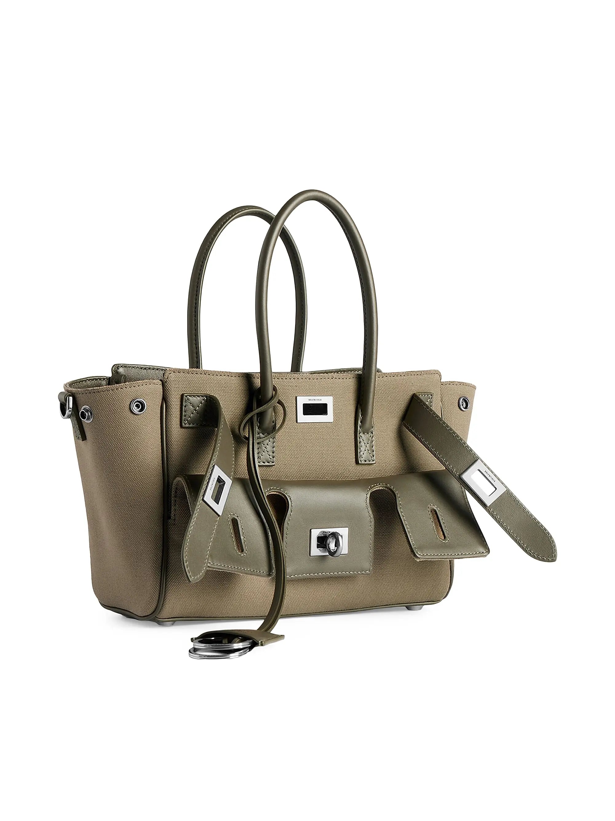 Balenciaga Bel Air Carry All Mini Cotton and Leather Top Handle Bag