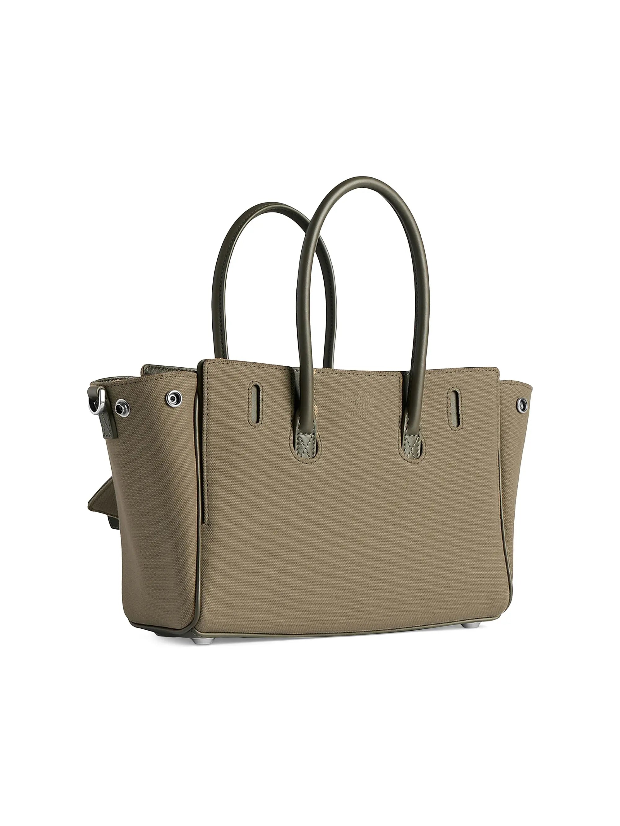 Balenciaga Bel Air Carry All Mini Cotton and Leather Top Handle Bag