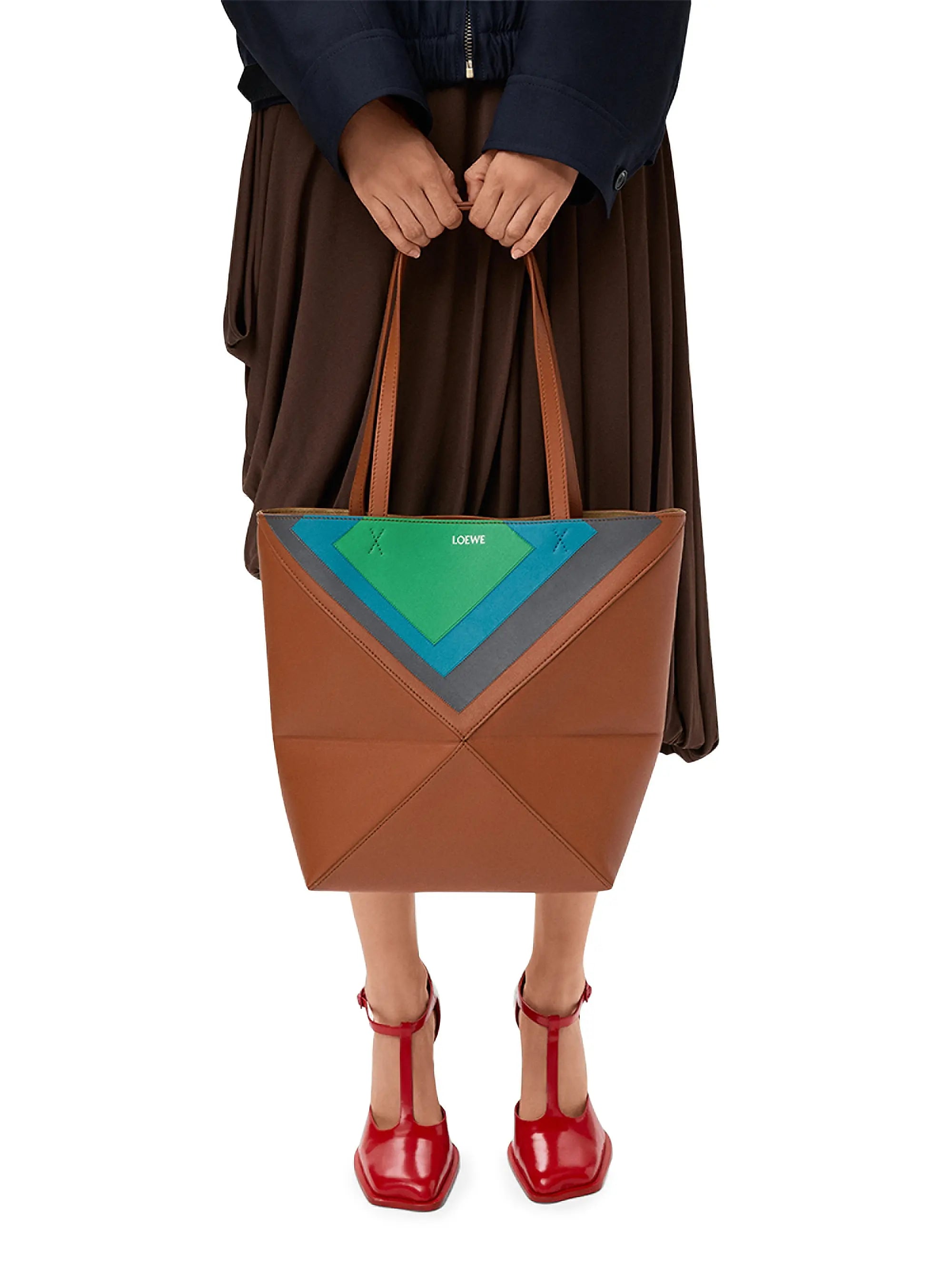 LOEWE LOEWE x Albers Medium Puzzle Fold Leather Tote Bag