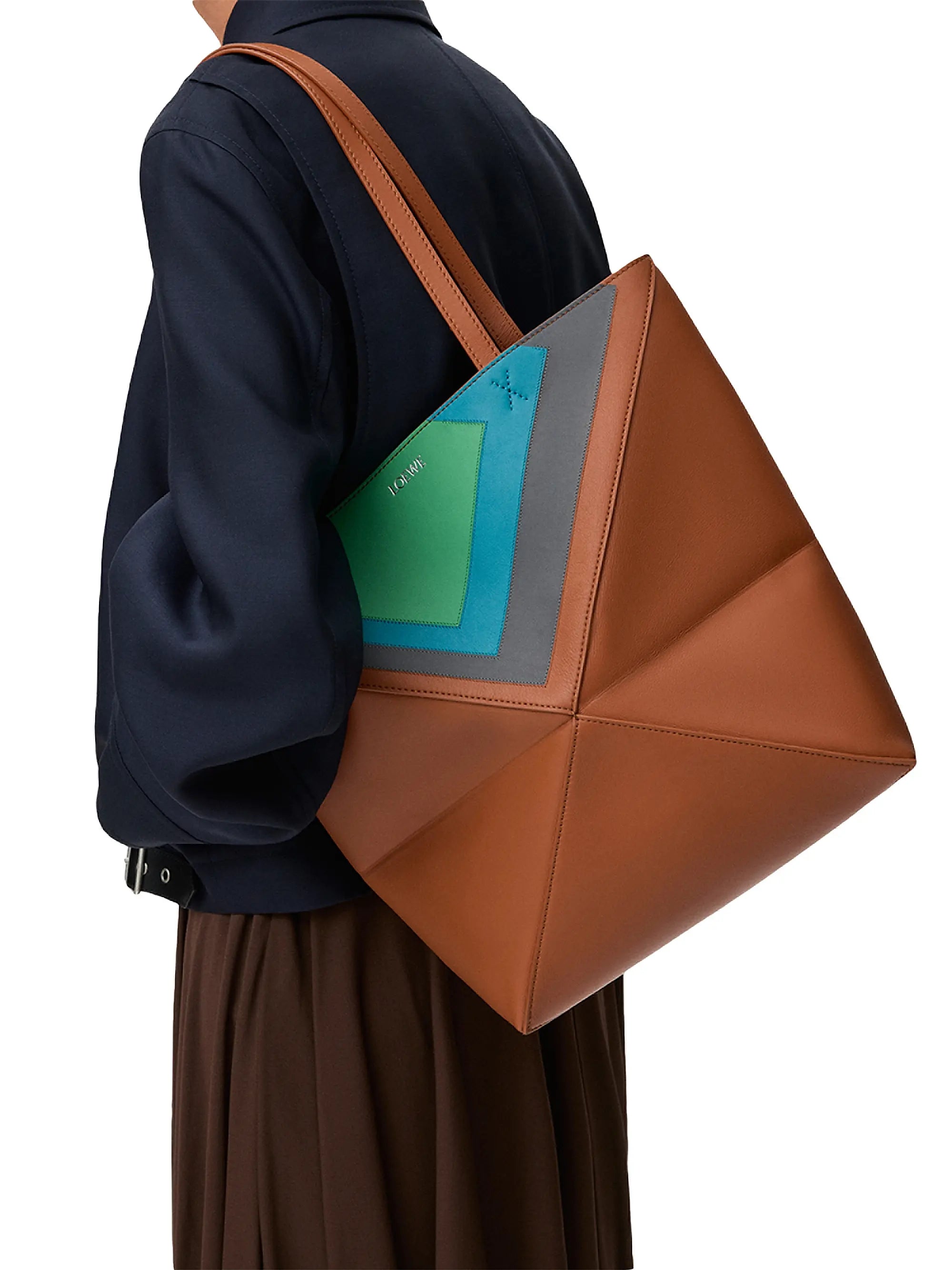 LOEWE LOEWE x Albers Medium Puzzle Fold Leather Tote Bag