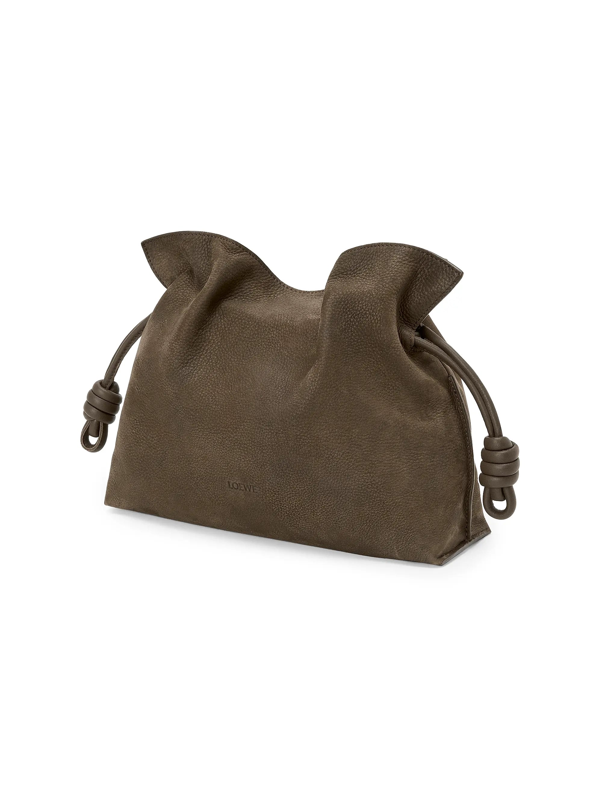 LOEWE Medium Flamenco Drawstring Grained Leather Clutch