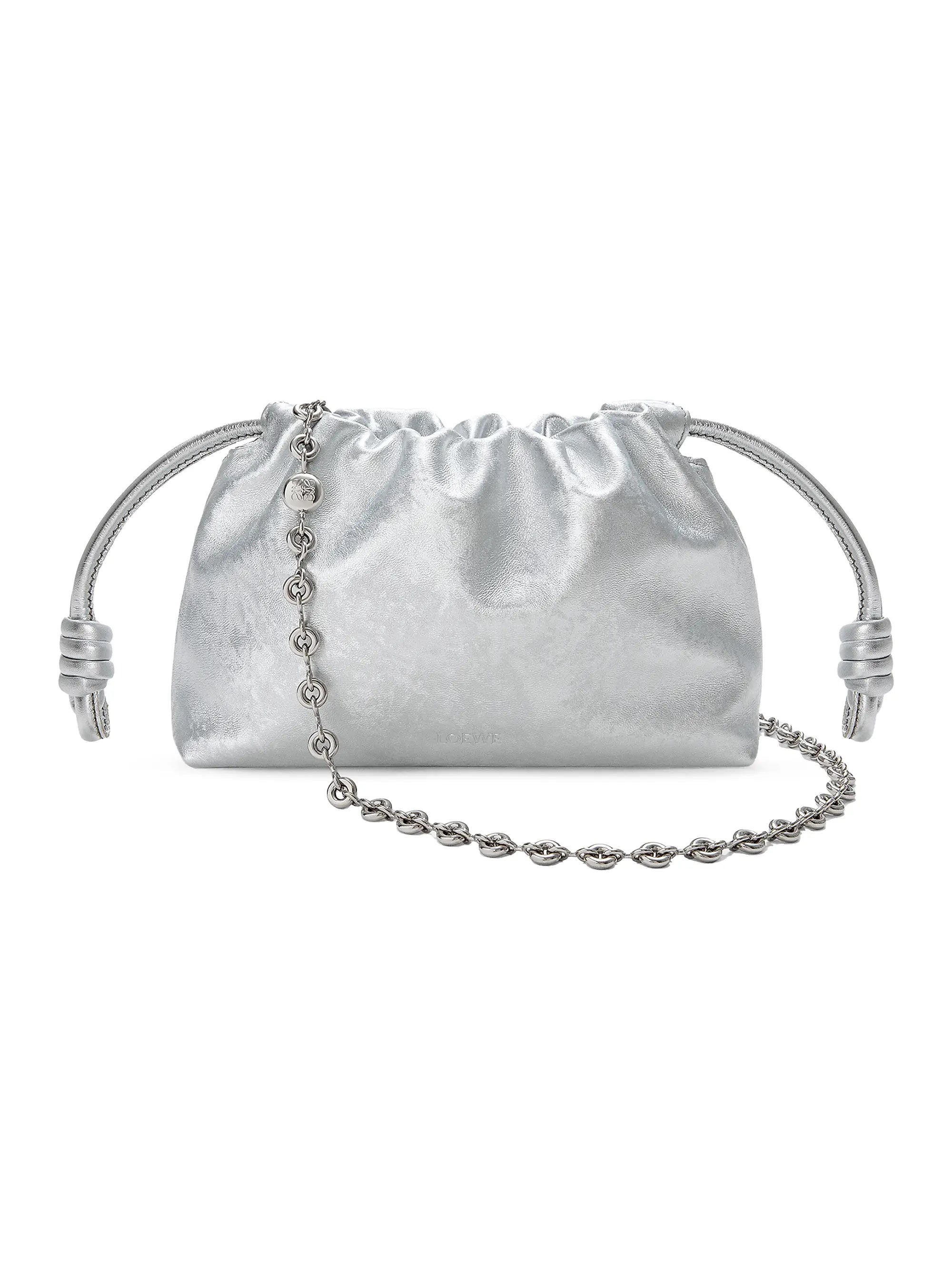 LOEWE Mini Flamenco Metallic Leather Clutch