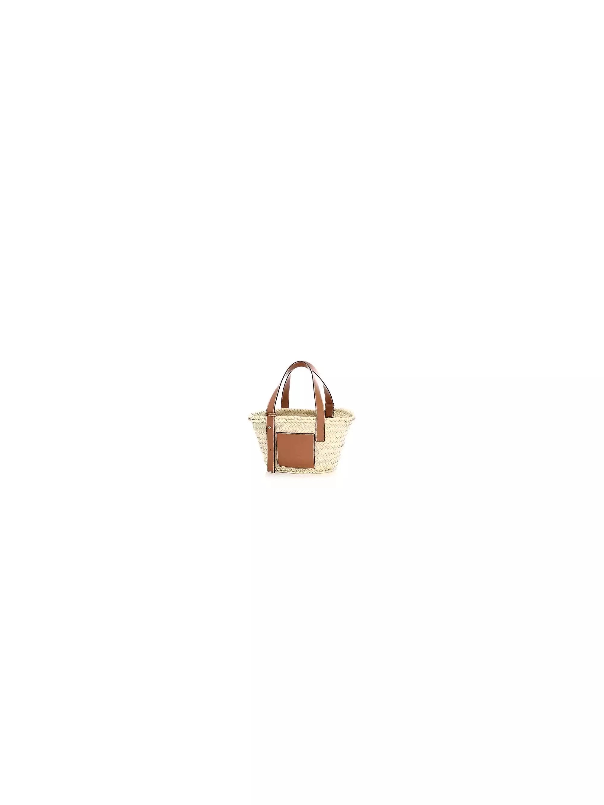 LOEWE Small Leather-Trimmed Woven Basket Bag