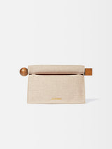 Jacquemus The Rond CarreClutch Folded Clutch In Linen Light Greige