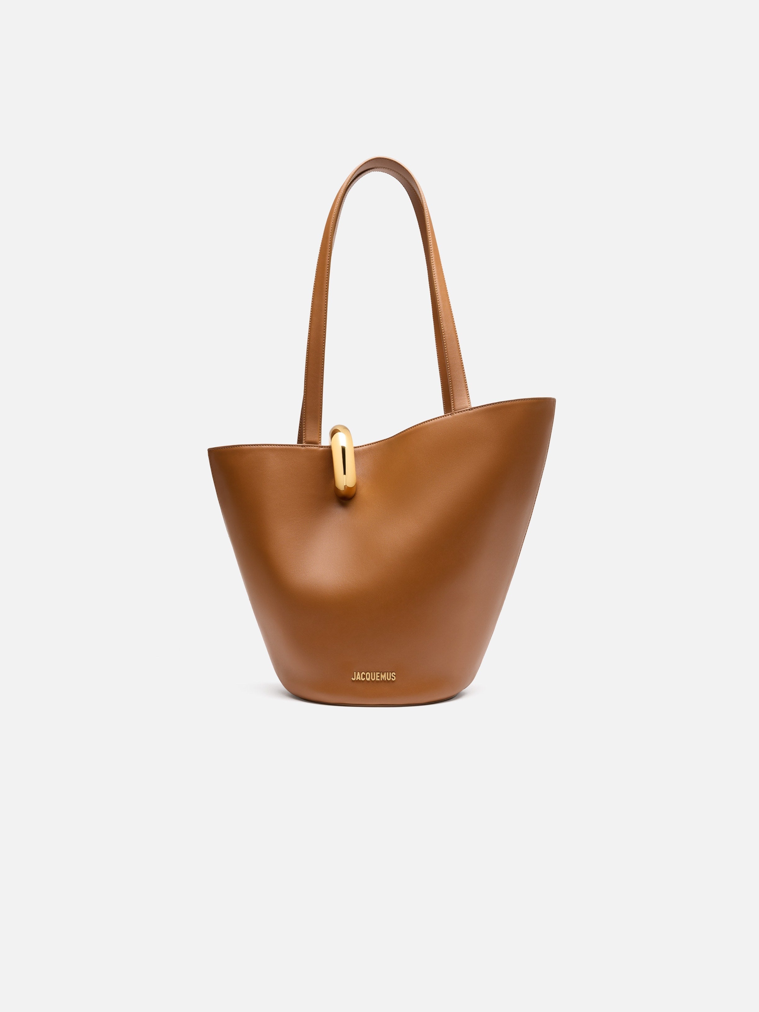 Jacquemus The Medium Bambola Medium Asymmetric Bucket Bag Light Brown