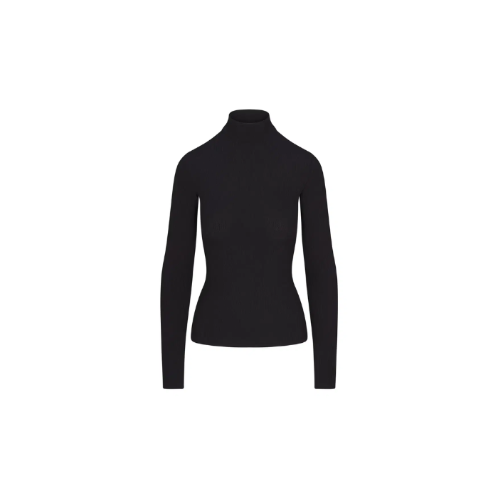 Skims Soft Lounge Mock Neck Long Sleeve Top Onyx