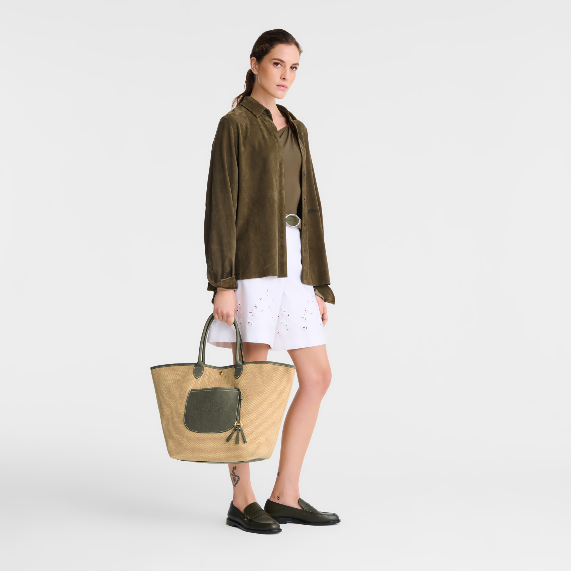 Longchamp Le Pliage Collection L Basket bag Artichoke