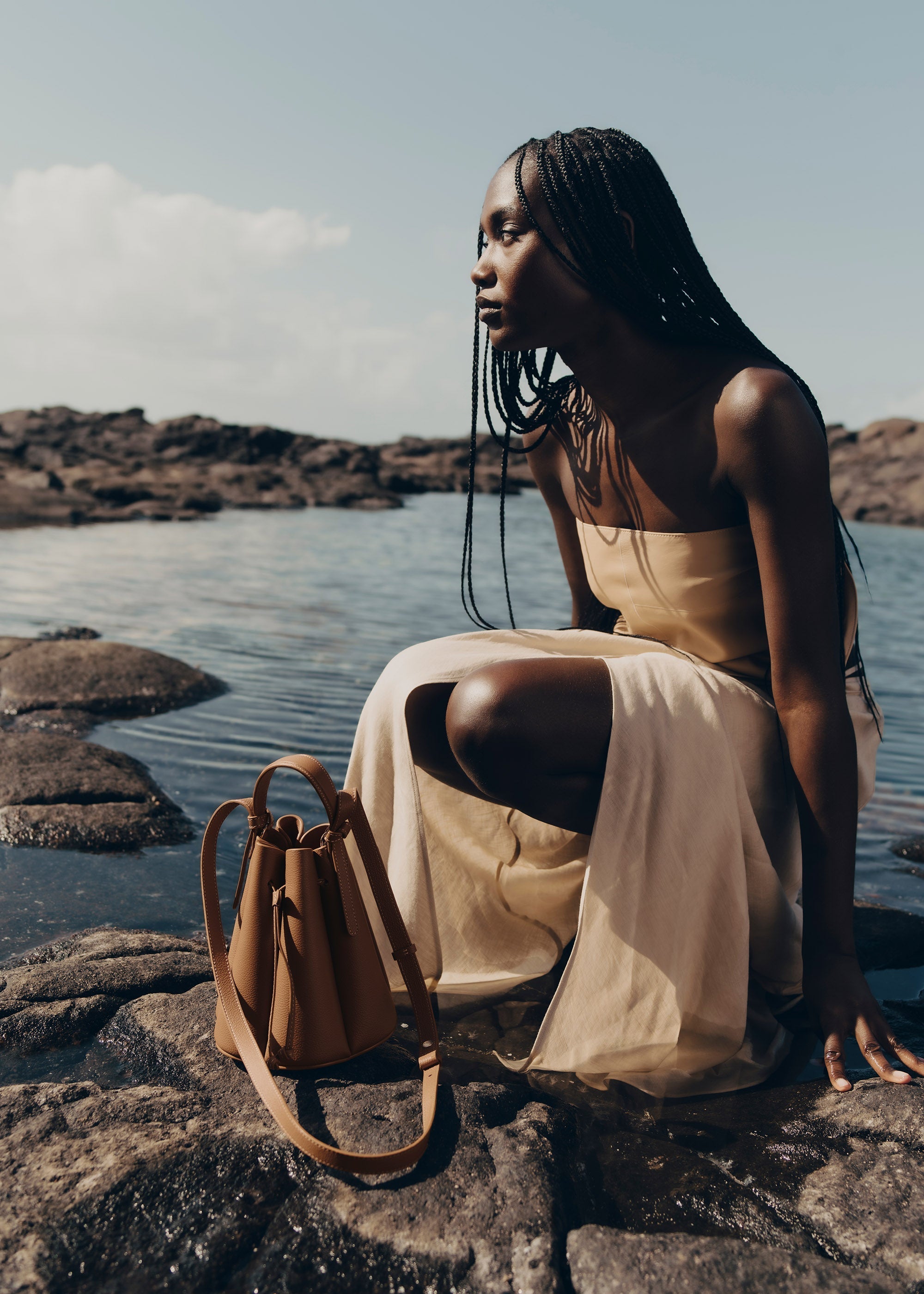 Polene Numero Huit Mini Textured Camel