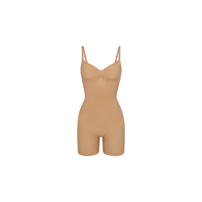 Skims Seamless Sculpt Mid Thigh Bodysuit Ochre