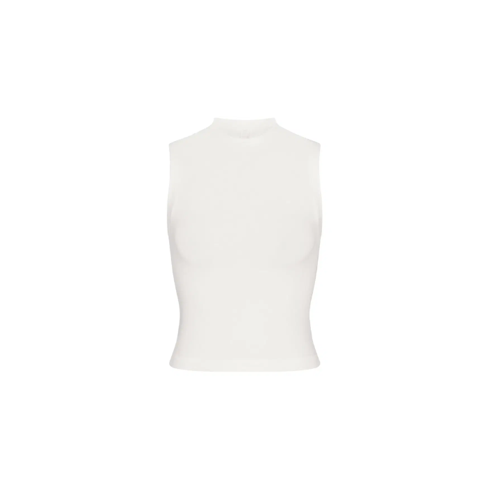 Skims Cotton Jersey Mock Neck Tank Marble