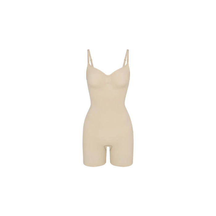 Skims Seamless Sculpt Mid Thigh Bodysuit Sand