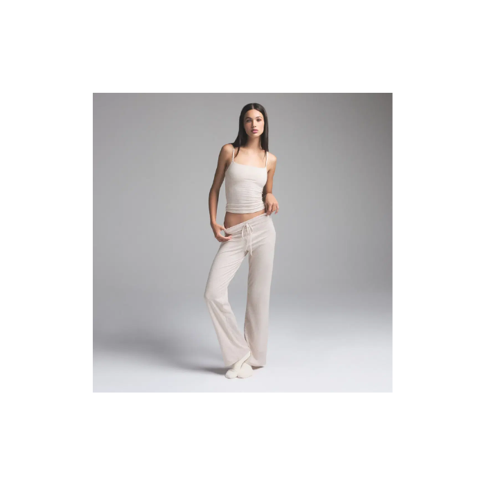 Skims Cotton Jersey Straight Leg Pant Heather Oatmeal