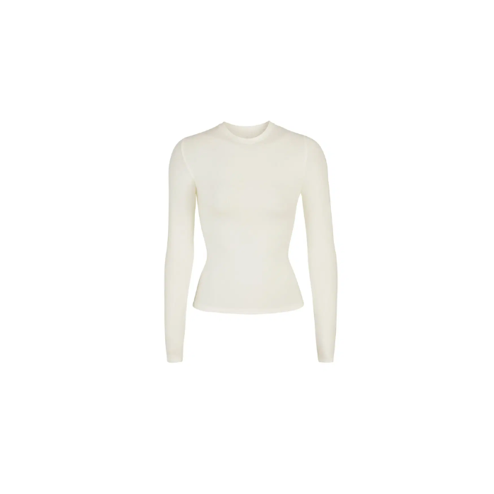 Skims Cotton Jersey Long Sleeve T-Shirt Bone