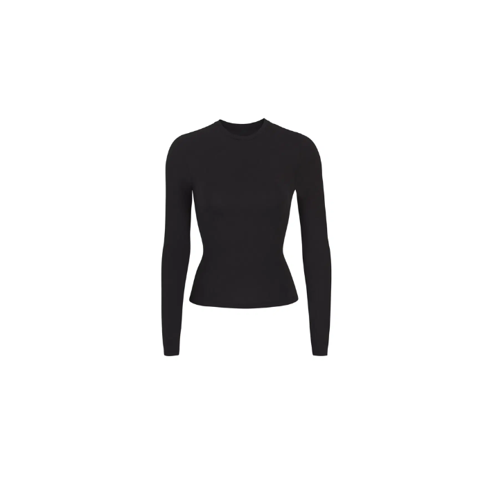 Skims Cotton Jersey Long Sleeve T-Shirt Soot