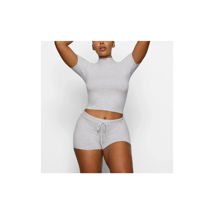 Skims Cotton Jersey Short Light Heather Grey