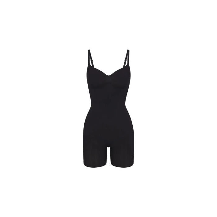 Skims Seamless Sculpt Mid Thigh Bodysuit Onyx