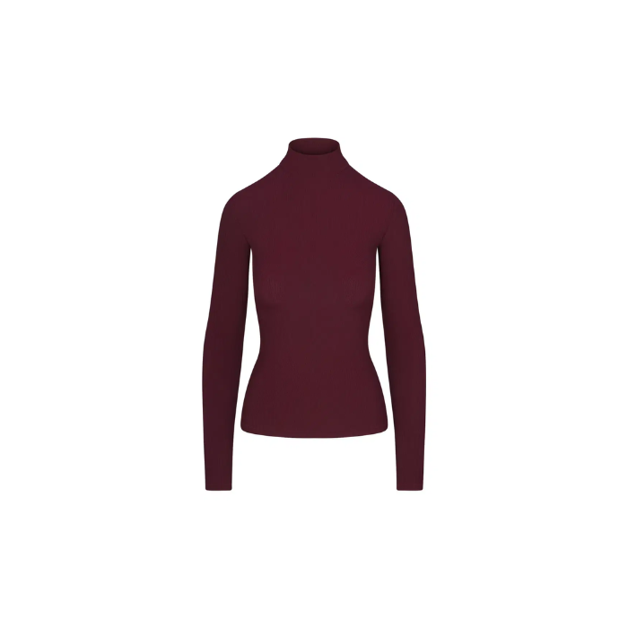 Skims Soft Lounge Mock Neck Long Sleeve Top Bordeaux
