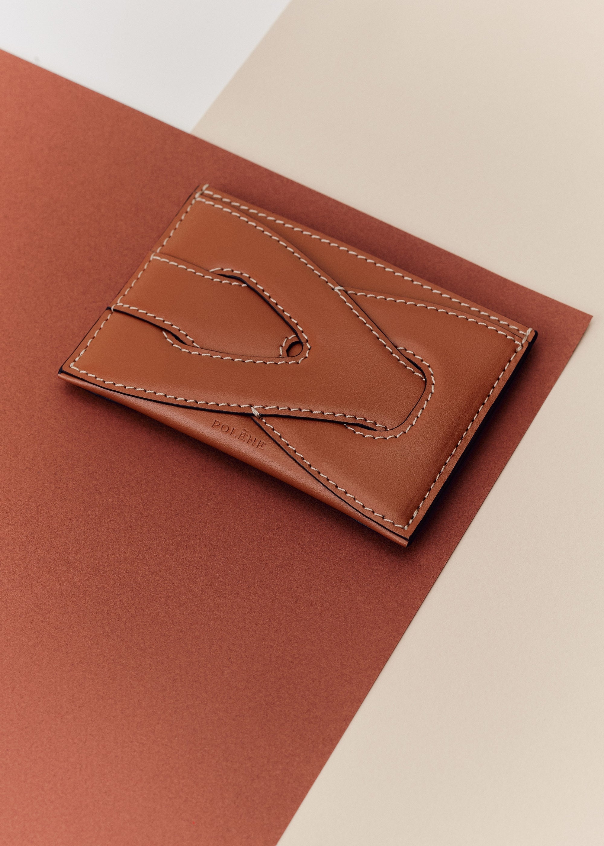 Polene Nodde Card Holder - Cognac