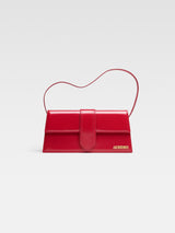 Jacquemus The Long Bambino Patent Leather Structured Shoulder Bag Red/Gold