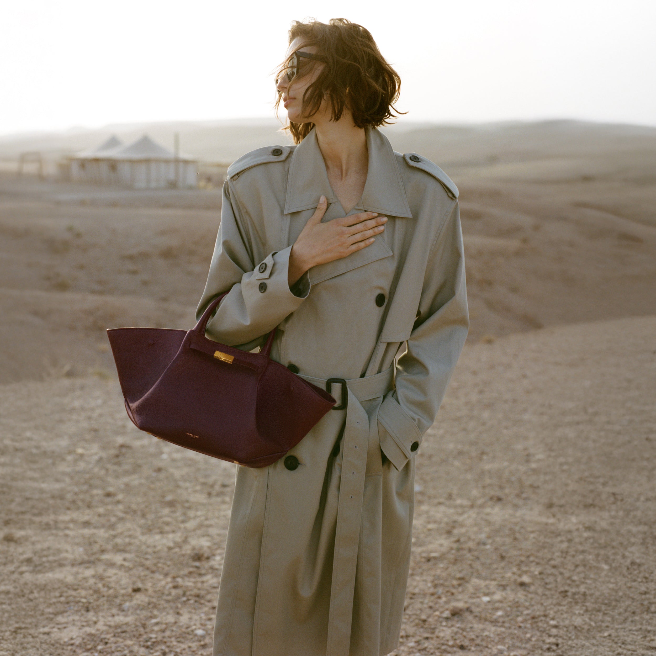 DeMellier The Midi New York burgundy small grain