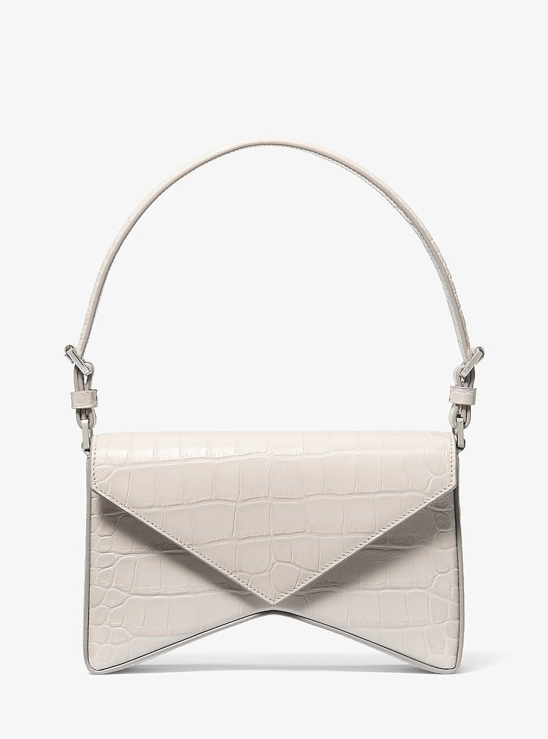 Michael Kors Manhatta Medium Crocodile Embossed Leather Bag Oyster