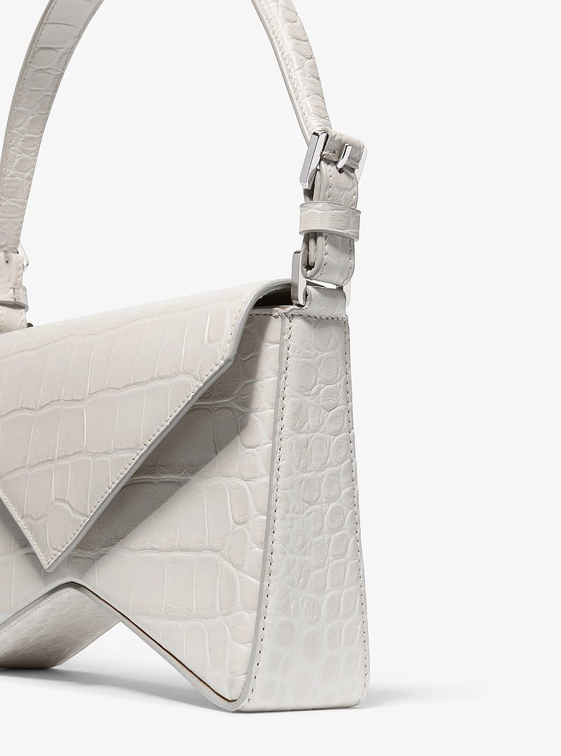 Michael Kors Manhatta Medium Crocodile Embossed Leather Bag Oyster