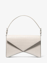 Michael Kors Manhatta Large Crocodile Embossed Leather Bag Oyster