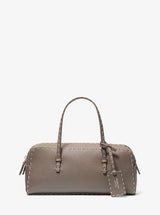 Michael Kors Roberta Hand-Stitched Pebbled Leather Satchel Mocha