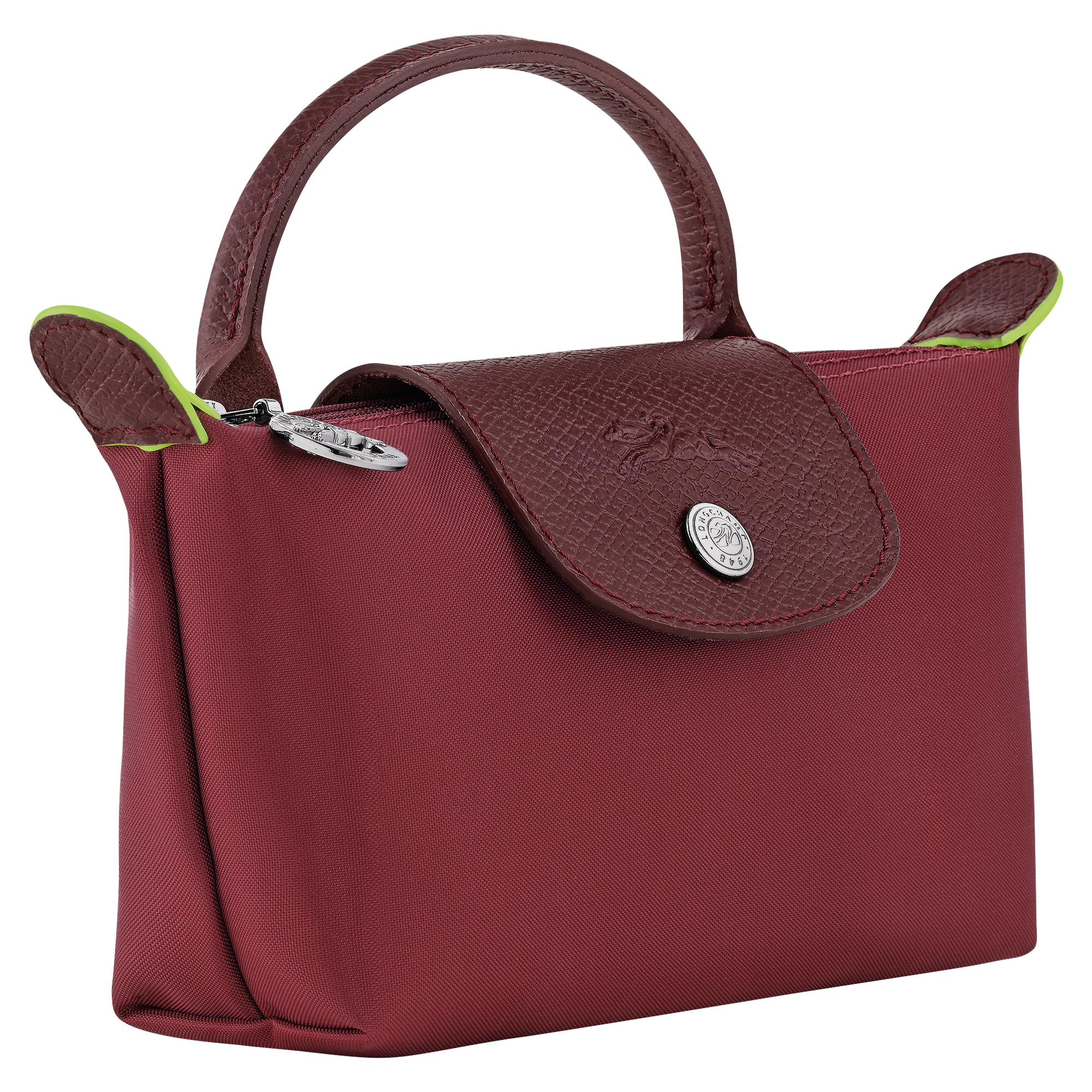 Longchamp Le Pliage Green Pouch with handle Pomegranate