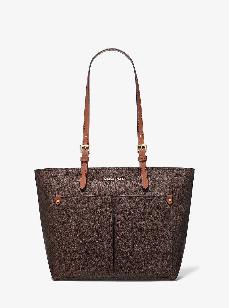 Michael Kors Jet Set Medium Logo Pocket Tote Bag Brown
