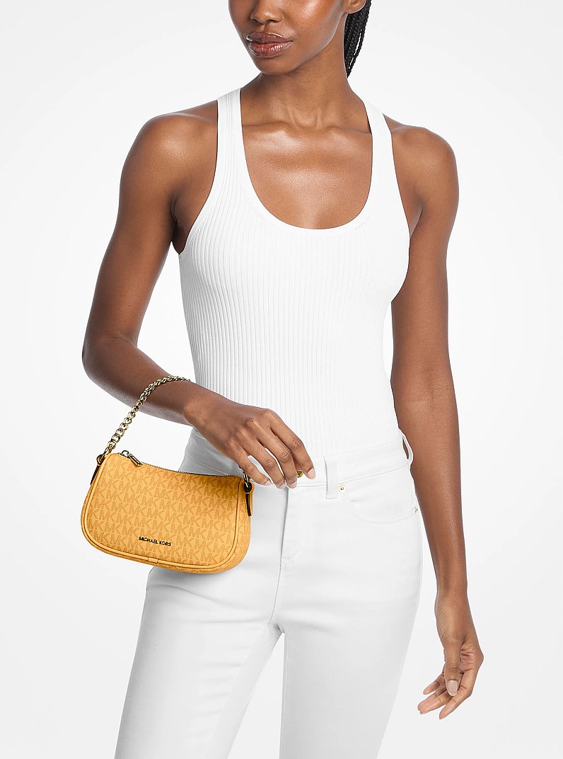 Michael Kors Carmela Small Signature Logo Convertible Crossbody Bag Honeywheat